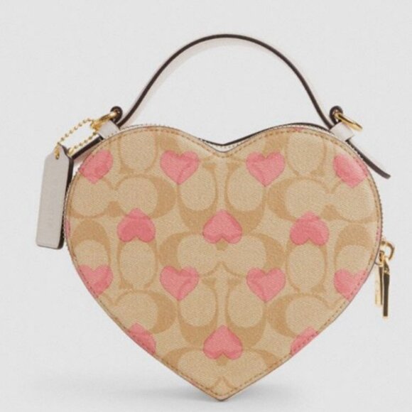 Coach Heart Crossbody In Signature Canvas with Heart Print (New) - Picture 1 of 5